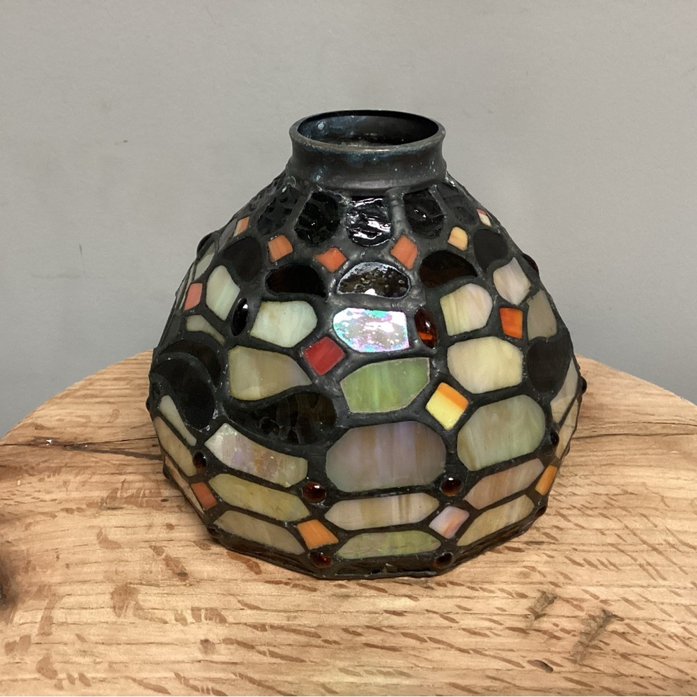 🟠 Beautiful Tiffany Style Stained Glass & Lead Joints Lamp Shade - Home Decor - Picture 5 of 16